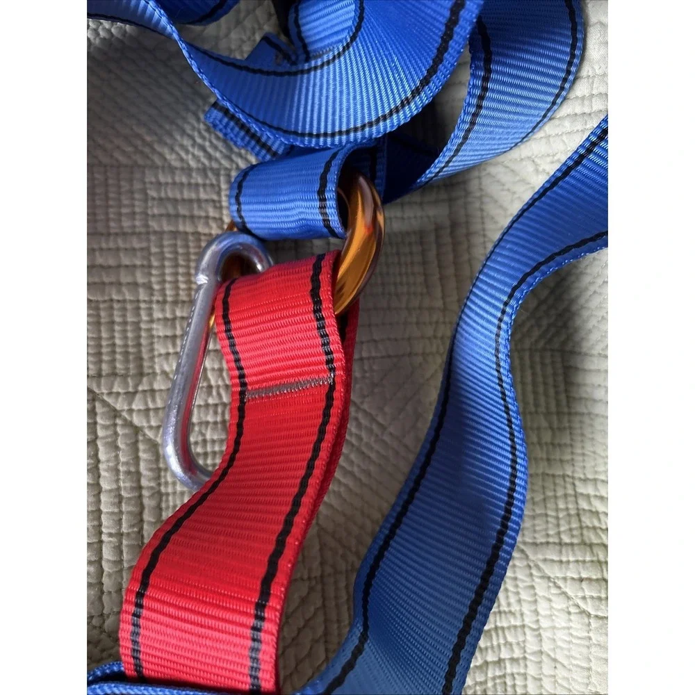 Safety Harness Full Body Climbing/Fall Protection wCarabiner Adjustable Red Blue